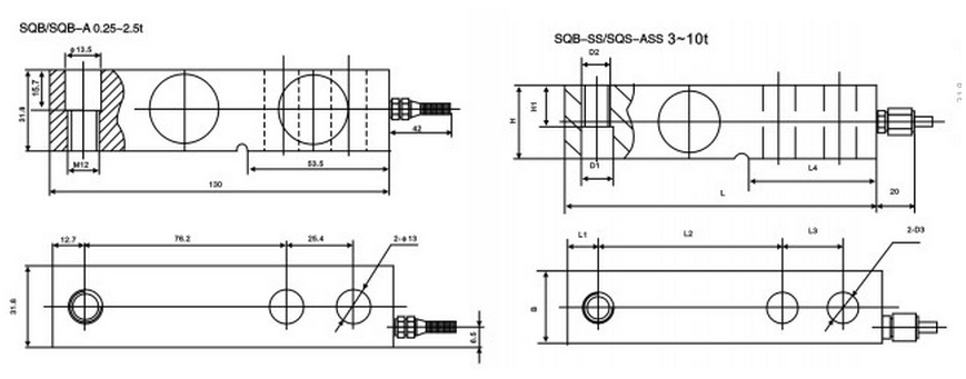 SQB-2稱(chēng)重傳感器產(chǎn)品尺寸
