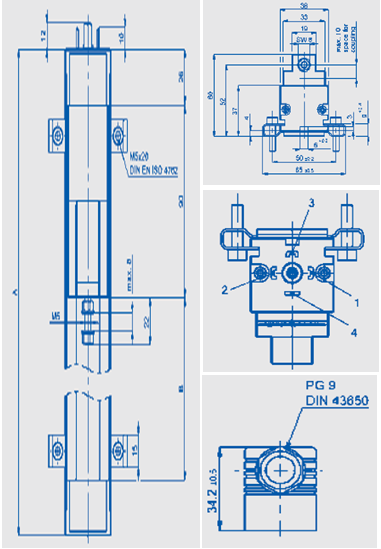 德國(guó)Novotechnik TLH系列直線(xiàn)位移傳感器尺寸圖