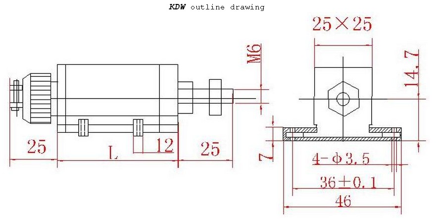 德國(guó)VOLFA KDW直線位移傳感器結(jié)構(gòu)尺寸圖